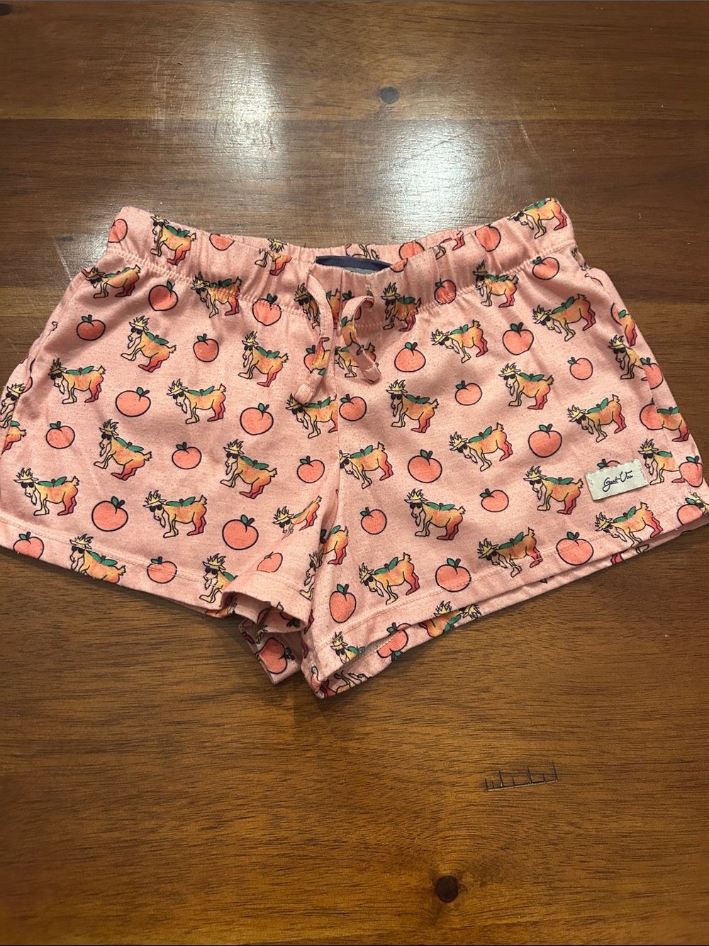 Girls Peach Print Goat USA Pajama Lounge Shorts
